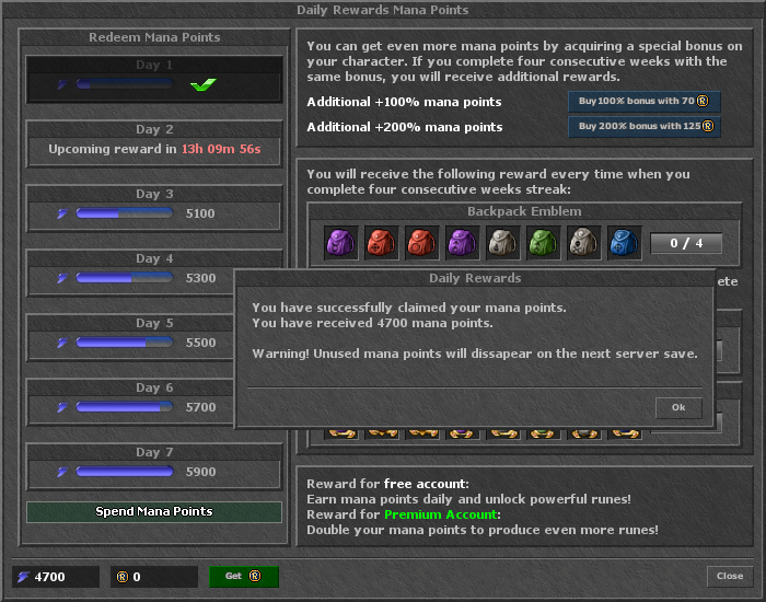 Daily Reward Claimed Points